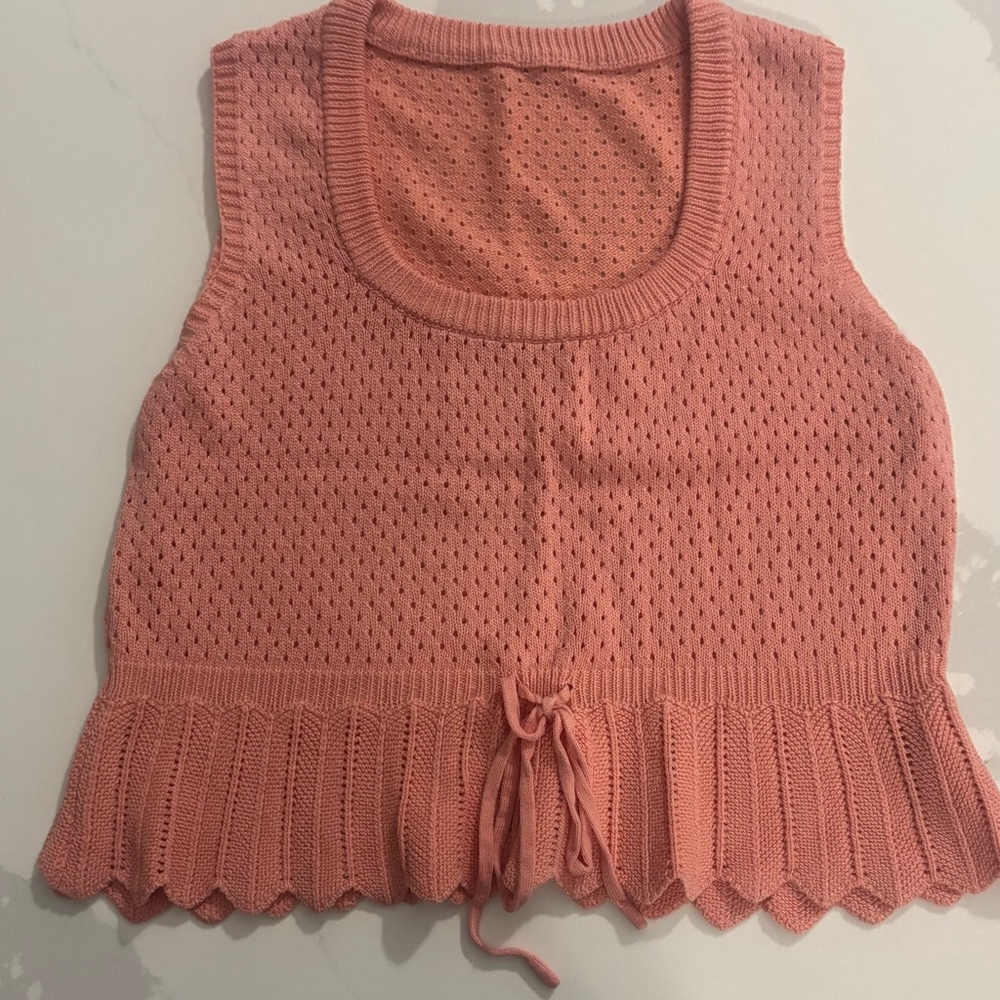 Pink Sleeveless Knit Top